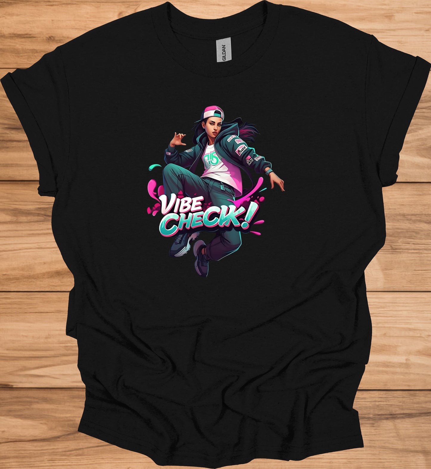 Vibe Check!: Urban Streetwear Illustration, Trendy Digital Art, Youth Culture Artwork - Graphic Tee Shirt