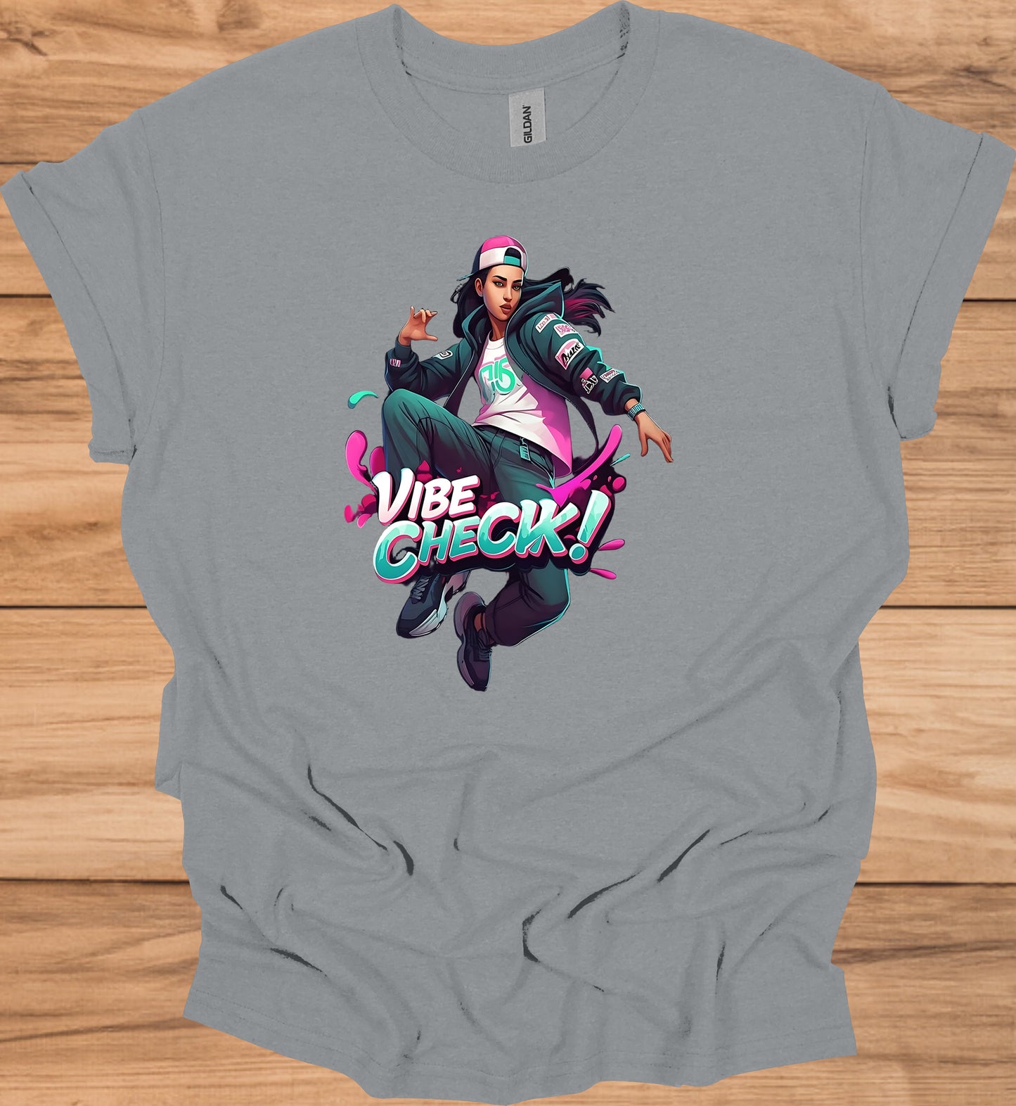 Vibe Check!: Urban Streetwear Illustration, Trendy Digital Art, Youth Culture Artwork - Graphic Tee Shirt