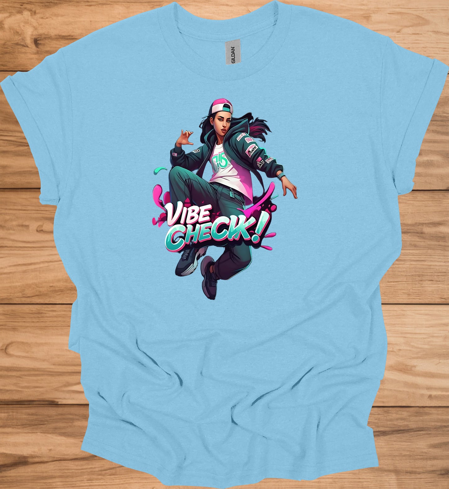 Vibe Check!: Urban Streetwear Illustration, Trendy Digital Art, Youth Culture Artwork - Graphic Tee Shirt