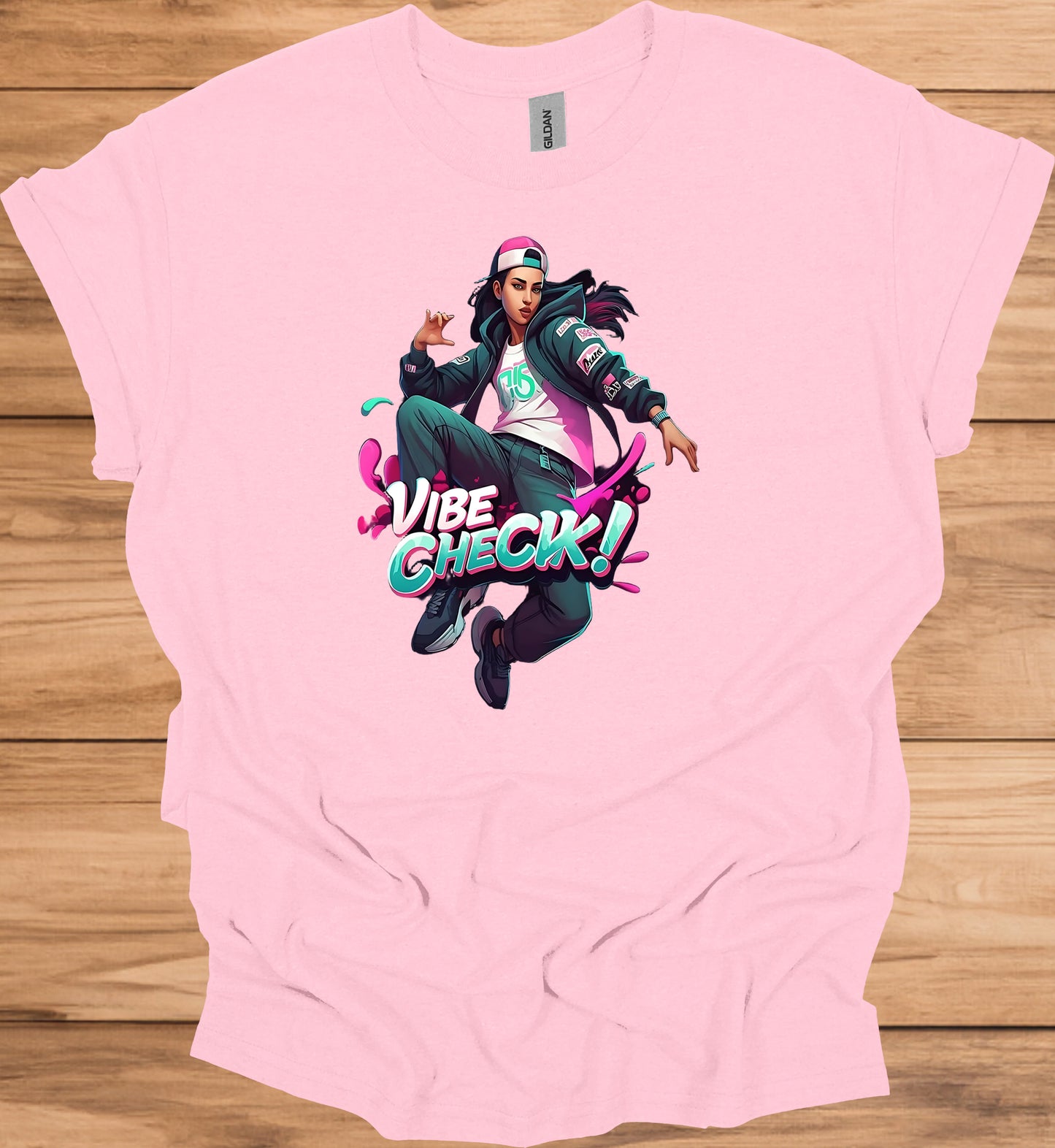 Vibe Check!: Urban Streetwear Illustration, Trendy Digital Art, Youth Culture Artwork - Graphic Tee Shirt