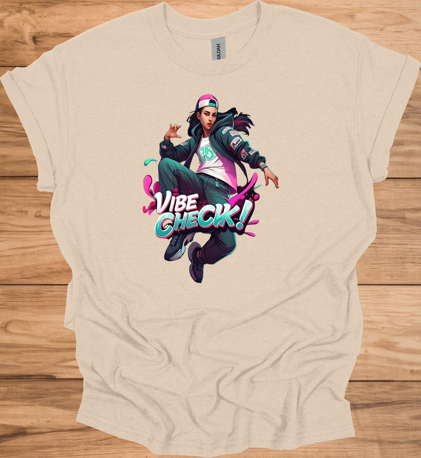 Vibe Check!: Urban Streetwear Illustration, Trendy Digital Art, Youth Culture Artwork - Graphic Tee Shirt