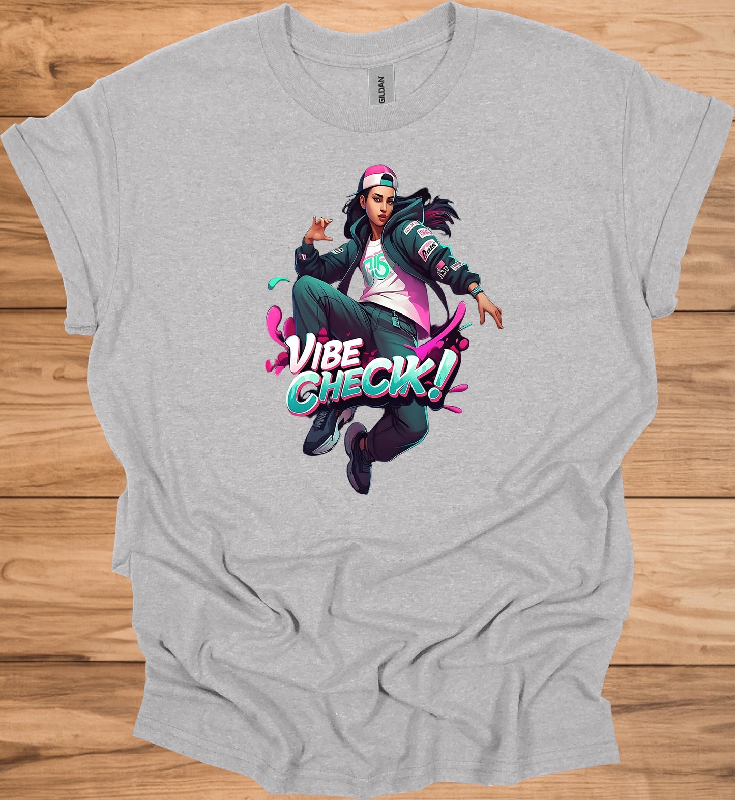 Vibe Check!: Urban Streetwear Illustration, Trendy Digital Art, Youth Culture Artwork - Graphic Tee Shirt