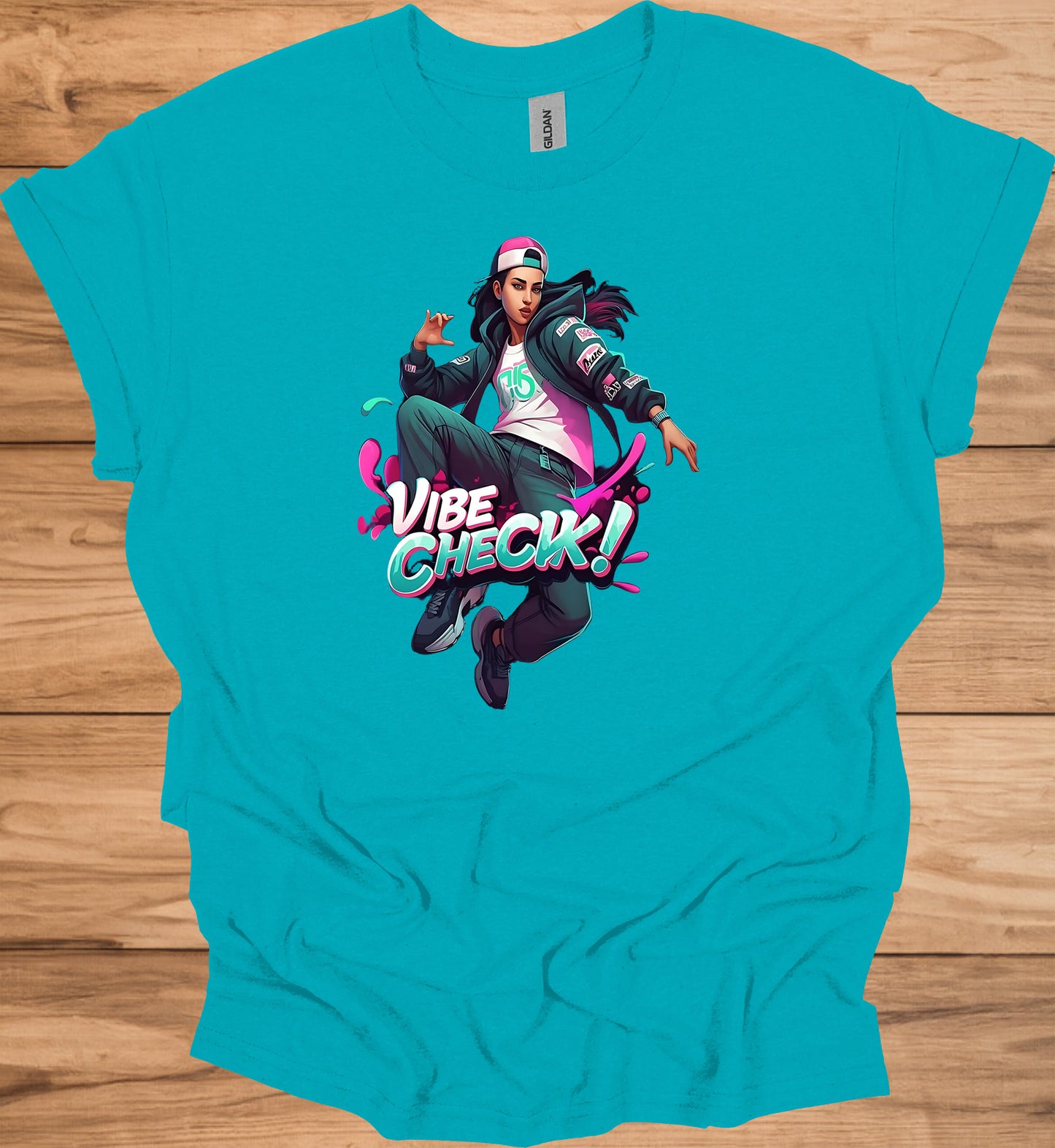 Vibe Check!: Urban Streetwear Illustration, Trendy Digital Art, Youth Culture Artwork - Graphic Tee Shirt