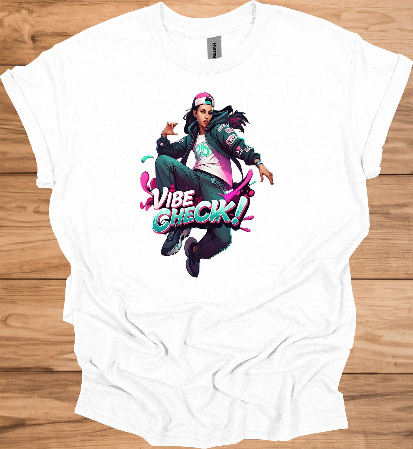 Vibe Check!: Urban Streetwear Illustration, Trendy Digital Art, Youth Culture Artwork - Graphic Tee Shirt