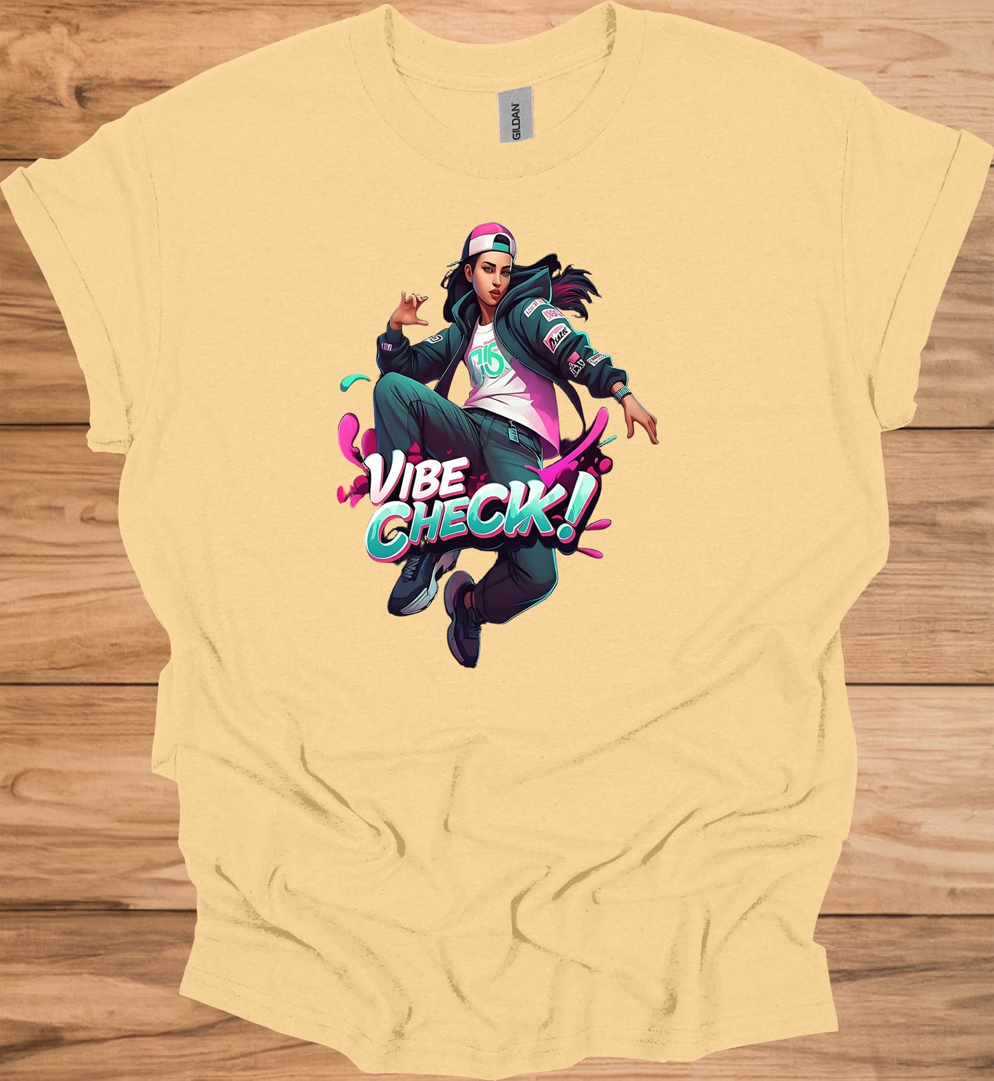 Vibe Check!: Urban Streetwear Illustration, Trendy Digital Art, Youth Culture Artwork - Graphic Tee Shirt
