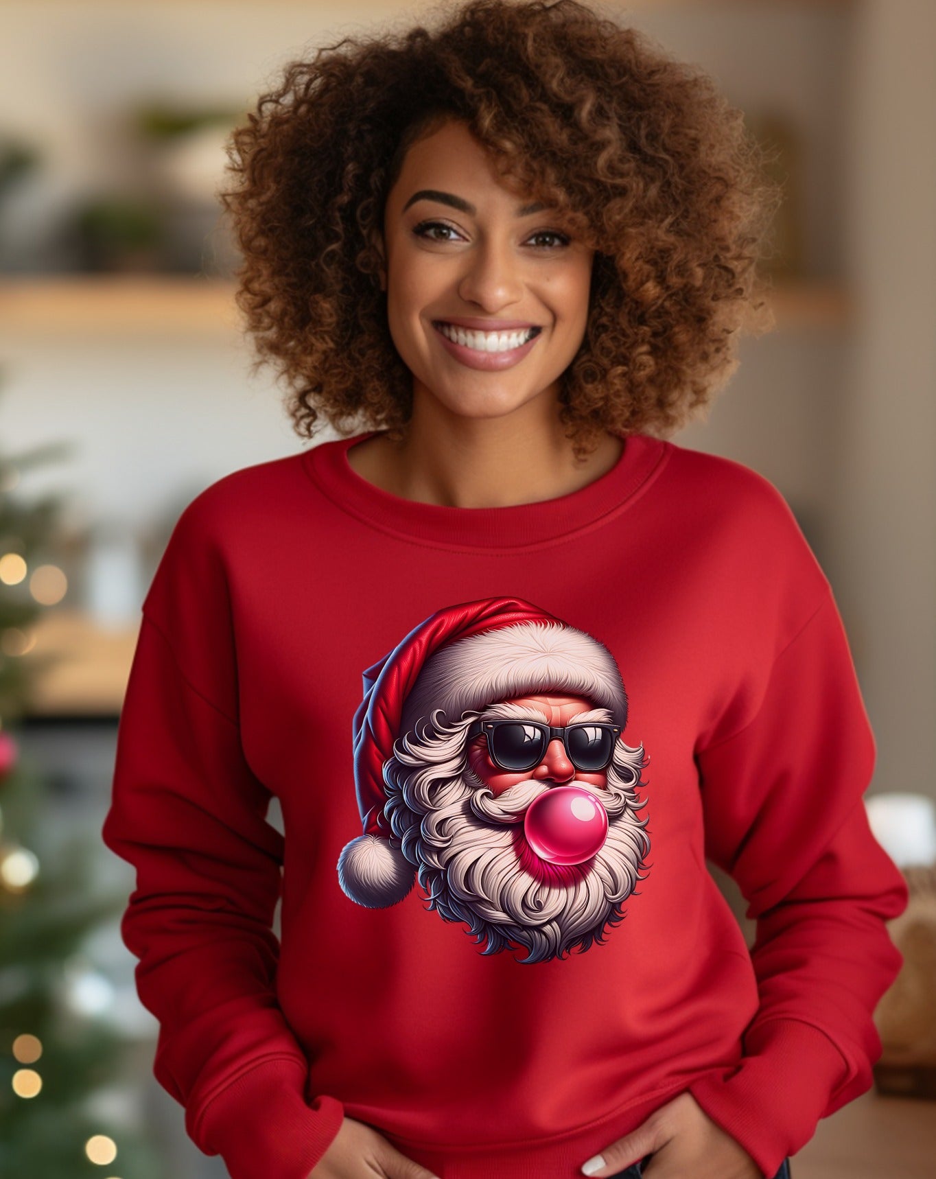 Santa Graphic Red Holiday Sweatshirt product type