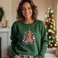 Festive Leopard Print Christmas Tree Graphic Sweatshirt product