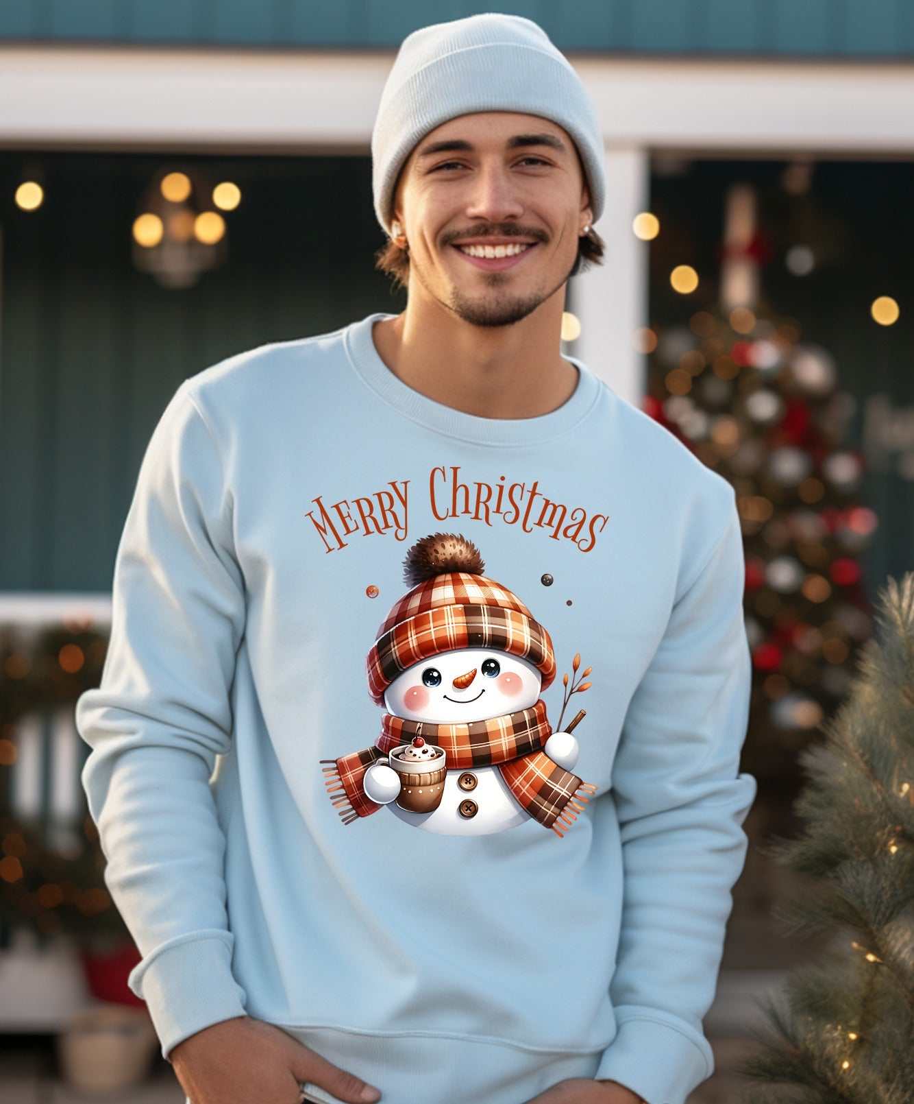 Merry Christmas Smiling Snowman Sweatshirt product