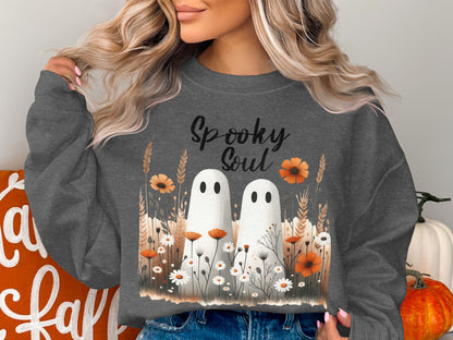 Spooky Soul Ghosts Flowers Long Sleeve Shirt product