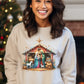 Festive Nativity Scene Sweatshirt Holiday Clothing Product