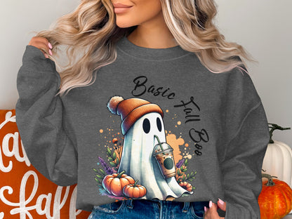 Basic Fall Boo Halloween Ghost Graphic Sweatshirt product type