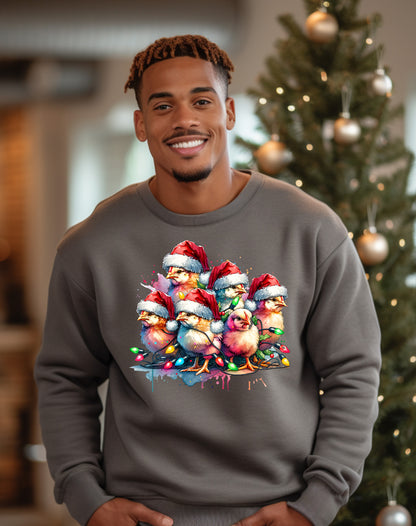 Christmas Chicks and Lights Festive Season Graphic Sweatshirt