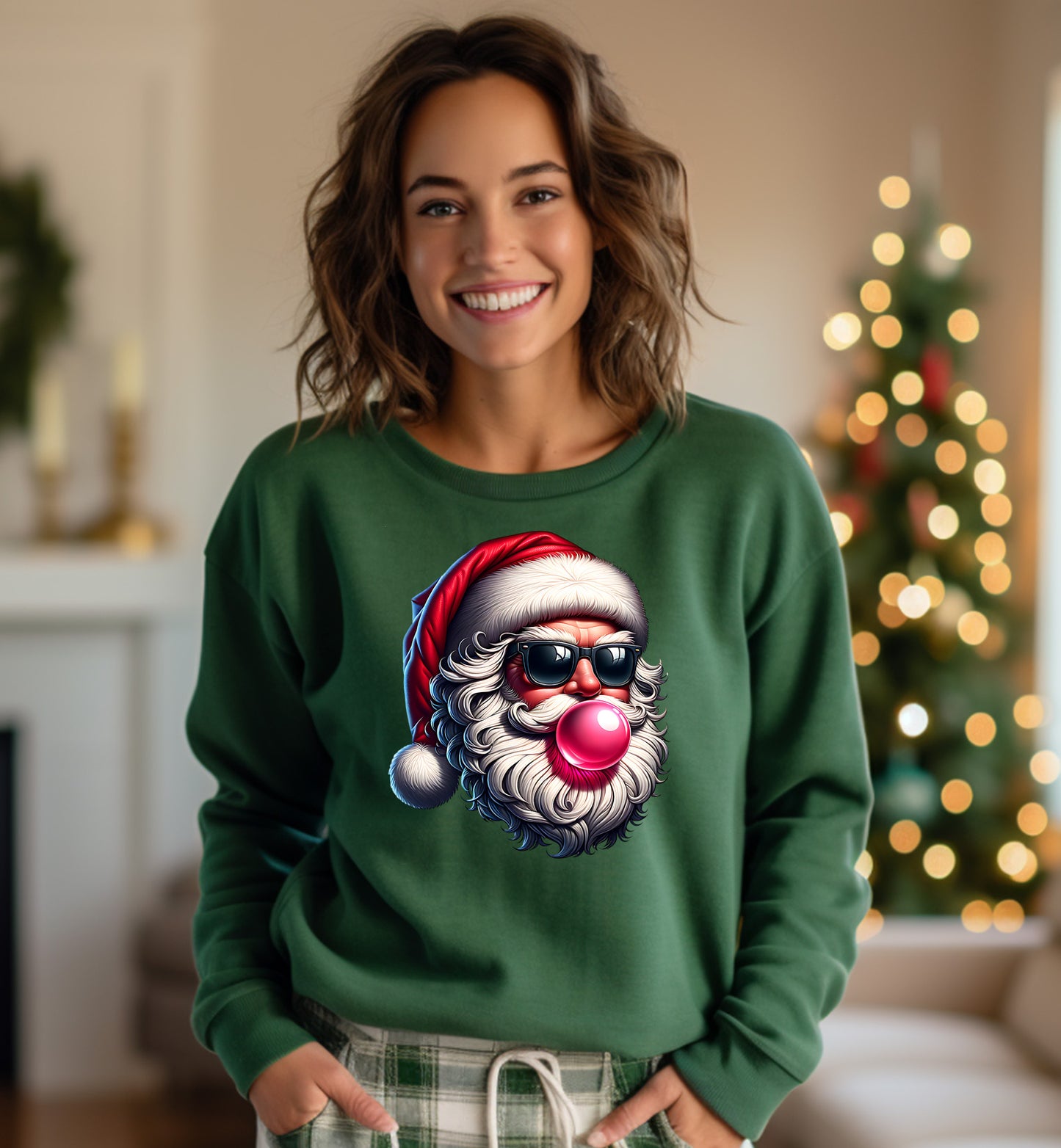 Cool Santa Blowing Bubble Gum Funny Christmas Sweatshirt
