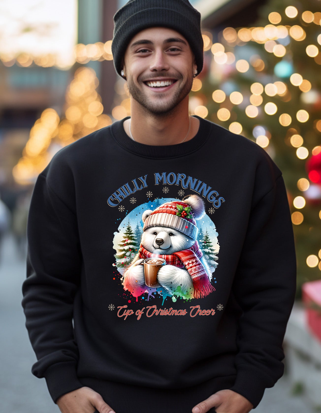 Chilly Mornings Cup of Christmas Cheer Polar Bear Sweatshirt
