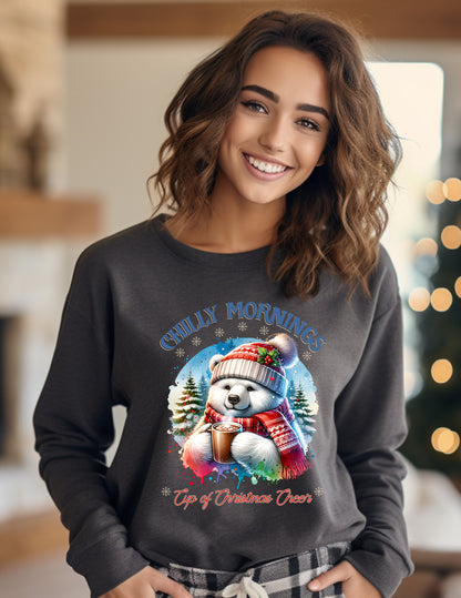 Chilly Mornings Cup of Christmas Cheer Polar Bear Sweatshirt