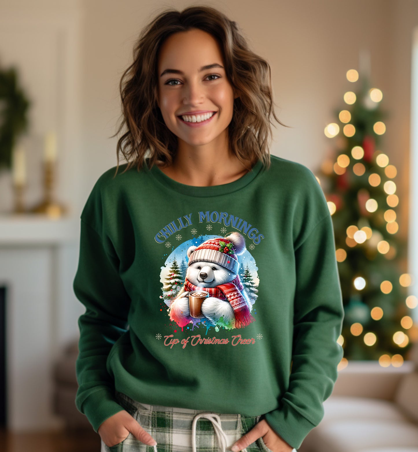 Chilly Mornings Cup of Christmas Cheer Polar Bear Sweatshirt