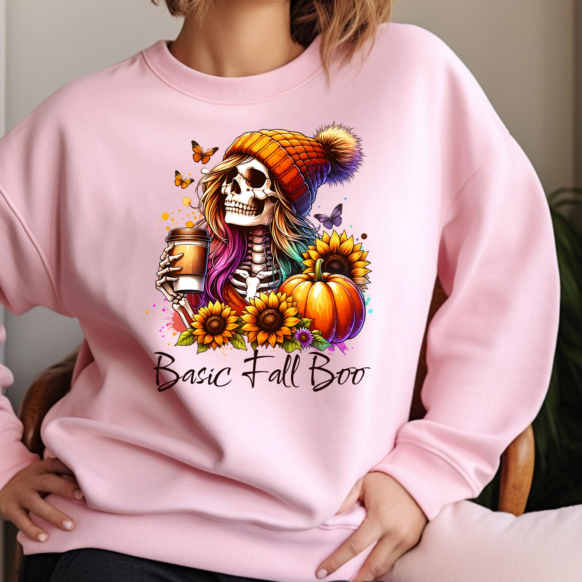 Basic Fall Boo Skeleton Sunflower Sweatshirt product