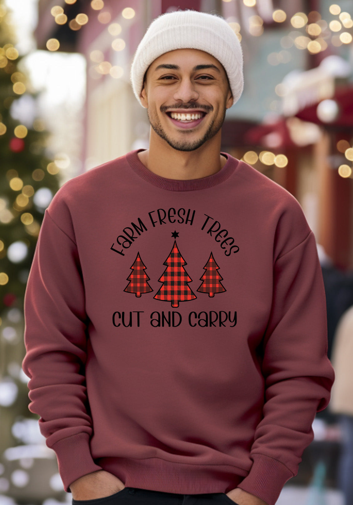 Farm Fresh Trees Cut And Carry Christmas Design Sweatshirt