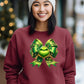 Grinch With Lights and Bow Christmas Holiday Sweatshirt