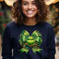 Grinch With Lights and Bow Christmas Holiday Sweatshirt