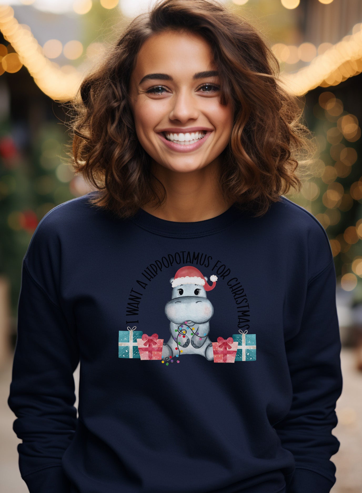I Want a Hippopotamus for Christmas Graphic Sweatshirt