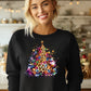 Leopard Print Christmas Tree With Lights Fun Holiday Sweatshirt